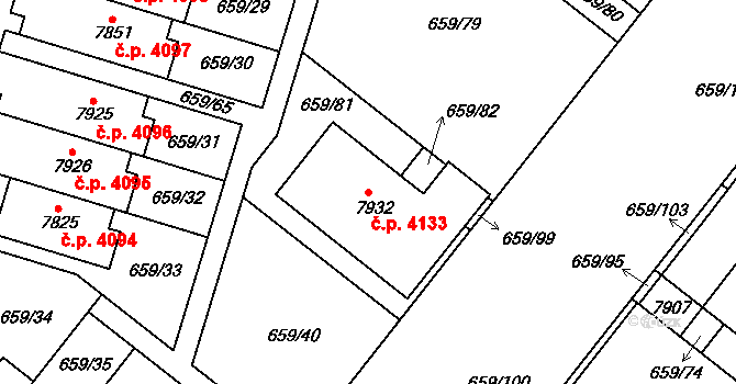 Havlíčkův Brod 4133 na parcele st. 7932 v KÚ Havlíčkův Brod, Katastrální mapa