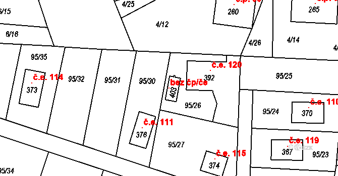 Zbýšov 96772824 na parcele st. 403 v KÚ Zbýšov v Čechách, Katastrální mapa
