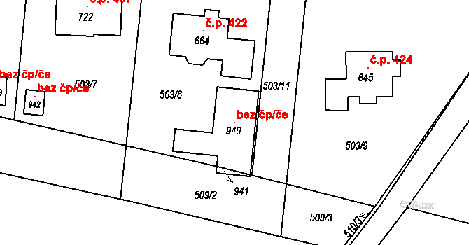 Opatovice nad Labem 97055824 na parcele st. 940 v KÚ Opatovice nad Labem, Katastrální mapa