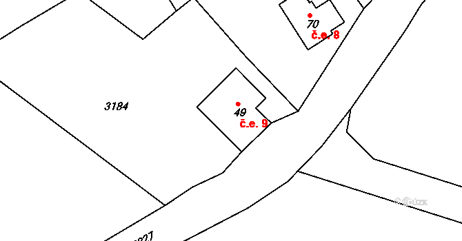 Rampuše 9, Liberk na parcele st. 49 v KÚ Rampuše, Katastrální mapa