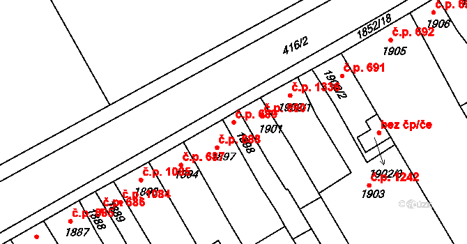 Holešov 689 na parcele st. 1898 v KÚ Holešov, Katastrální mapa