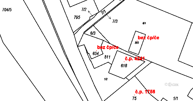 Havlíčkův Brod 105729825 na parcele st. 634 v KÚ Perknov, Katastrální mapa