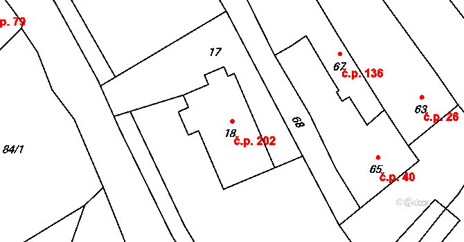 Přerov VII-Čekyně 202, Přerov na parcele st. 18 v KÚ Čekyně, Katastrální mapa