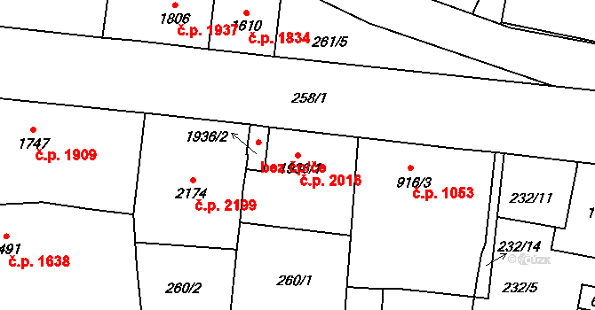 Jablonec nad Nisou 2016 na parcele st. 1936/1 v KÚ Jablonec nad Nisou, Katastrální mapa