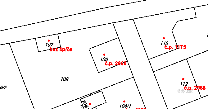 Helenín 2960, Jihlava na parcele st. 106 v KÚ Helenín, Katastrální mapa