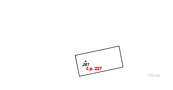 Vilémov 227 na parcele st. 281 v KÚ Vilémov u Šluknova, Katastrální mapa