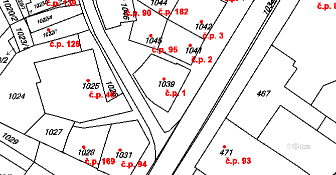 Svatobořice 1, Svatobořice-Mistřín na parcele st. 1039 v KÚ Svatobořice, Katastrální mapa