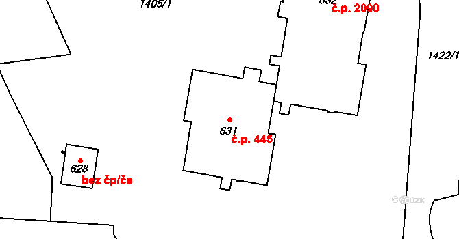 Šumperk 445 na parcele st. 631 v KÚ Šumperk, Katastrální mapa