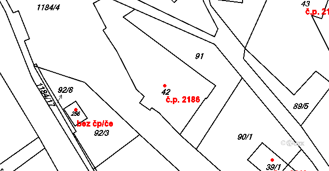 Šumperk 2186 na parcele st. 42 v KÚ Horní Temenice, Katastrální mapa