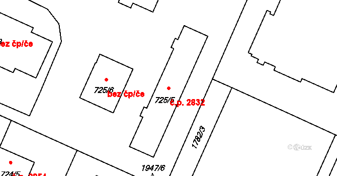 Šumperk 2832 na parcele st. 725/5 v KÚ Šumperk, Katastrální mapa