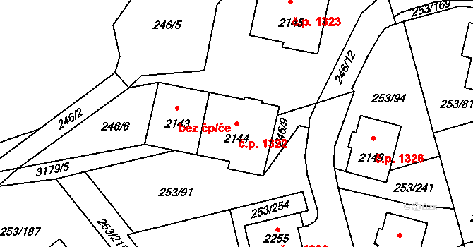 Stříbro 1322 na parcele st. 2144 v KÚ Stříbro, Katastrální mapa