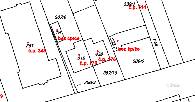Nechanice 176 na parcele st. 438 v KÚ Nechanice, Katastrální mapa