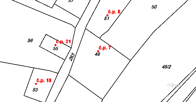Kleštěnice 7, Komárov na parcele st. 49 v KÚ Kleštěnice, Katastrální mapa