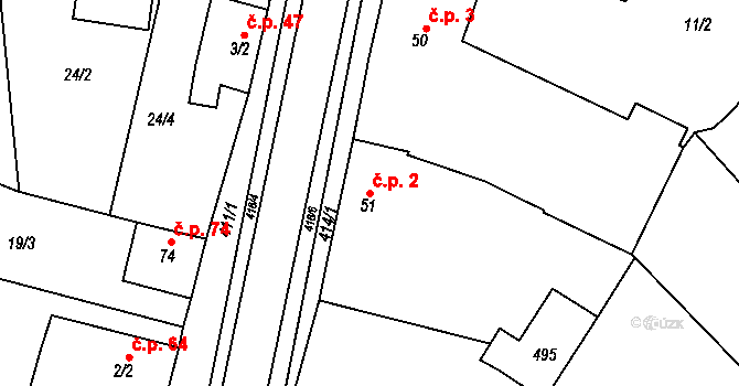 Sobáčov 2, Mladeč na parcele st. 51 v KÚ Sobáčov, Katastrální mapa
