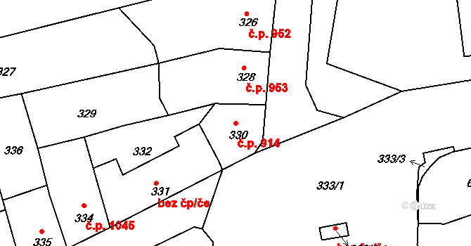 Hořovice 914 na parcele st. 330 v KÚ Velká Víska, Katastrální mapa