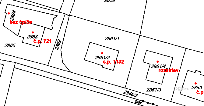 Dolní Lutyně 1132 na parcele st. 2861/2 v KÚ Dolní Lutyně, Katastrální mapa