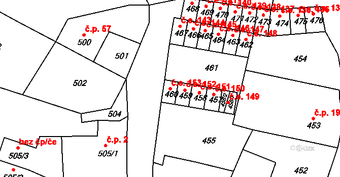 Miřetice u Klášterce nad Ohří 153, Klášterec nad Ohří na parcele st. 460 v KÚ Miřetice u Klášterce nad Ohří, Katastrální mapa