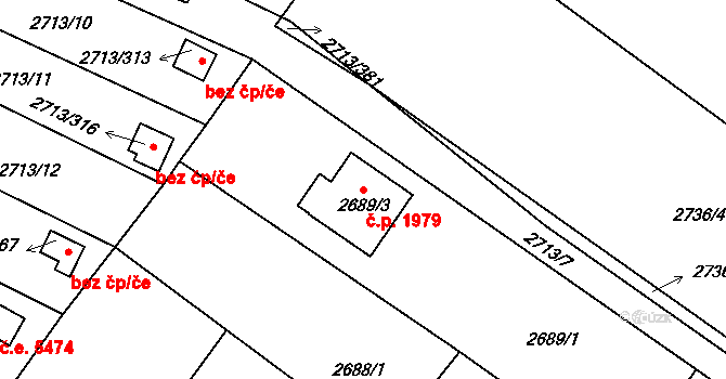 Pelhřimov 1979 na parcele st. 2689/3 v KÚ Pelhřimov, Katastrální mapa