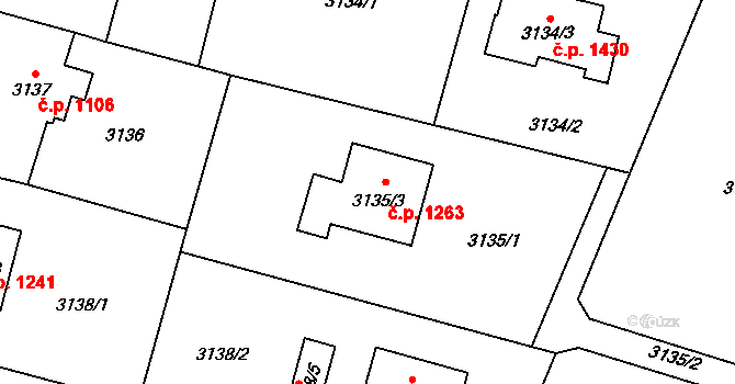 Šenov 1263 na parcele st. 3135/3 v KÚ Šenov u Ostravy, Katastrální mapa