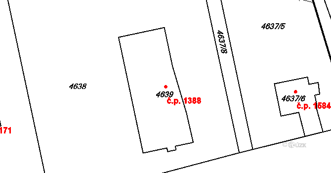Místek 1388, Frýdek-Místek na parcele st. 4639 v KÚ Místek, Katastrální mapa