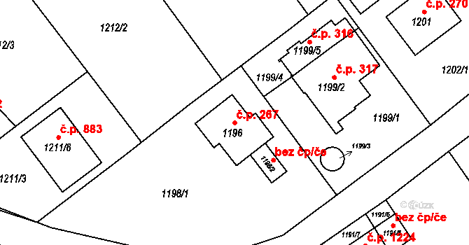 Jablunkov 267 na parcele st. 1196 v KÚ Jablunkov, Katastrální mapa