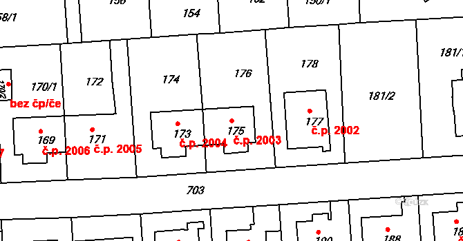 Komořany 2003, Praha na parcele st. 175 v KÚ Komořany, Katastrální mapa
