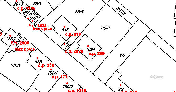 Sezimovo Ústí 809 na parcele st. 1094 v KÚ Sezimovo Ústí, Katastrální mapa