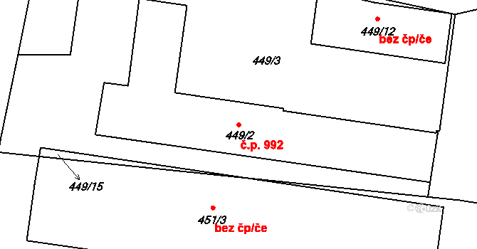 Liberec VI-Rochlice 992, Liberec na parcele st. 449/2 v KÚ Rochlice u Liberce, Katastrální mapa