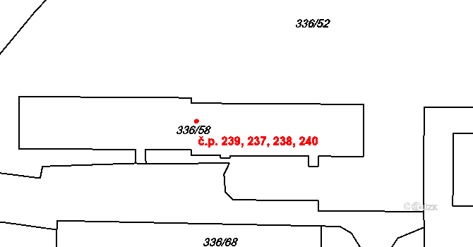 Pražské Předměstí 237,238,239,240, Bílina na parcele st. 336/58 v KÚ Bílina, Katastrální mapa