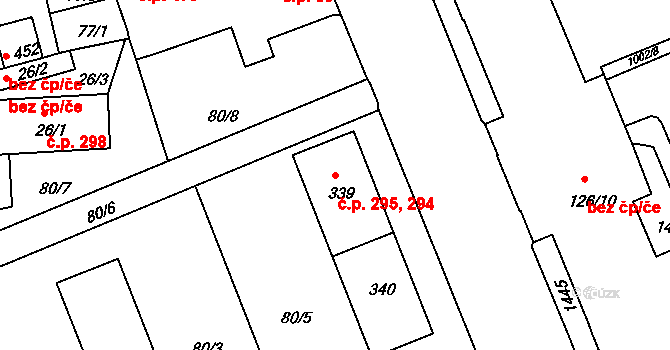 Hylváty 294,295, Ústí nad Orlicí na parcele st. 339 v KÚ Hylváty, Katastrální mapa