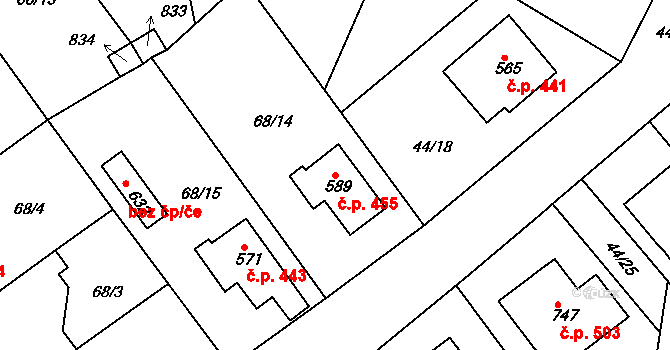 Litol 455, Lysá nad Labem na parcele st. 589 v KÚ Litol, Katastrální mapa