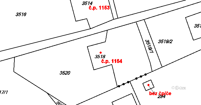 Jablunkov 1154 na parcele st. 3518 v KÚ Jablunkov, Katastrální mapa