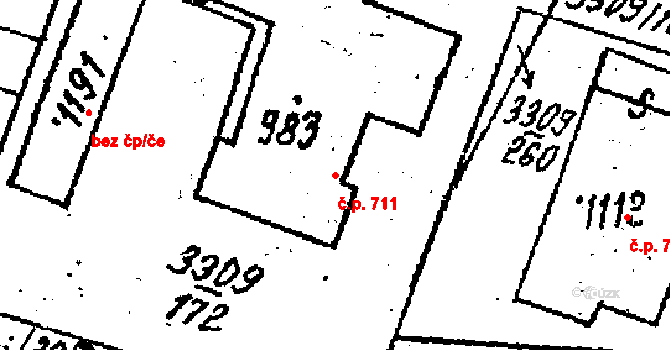 Tvrdonice 711 na parcele st. 983 v KÚ Tvrdonice, Katastrální mapa