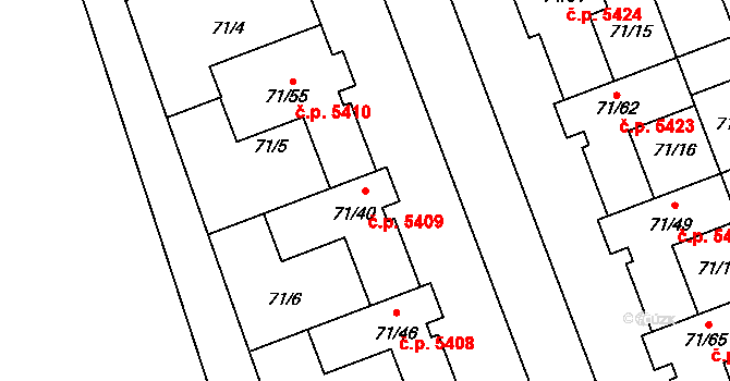 Helenín 5409, Jihlava na parcele st. 71/40 v KÚ Helenín, Katastrální mapa