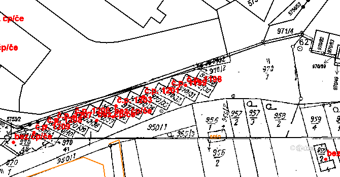 Dobšice 1199 na parcele st. 970/31 v KÚ Dobšice u Znojma, Katastrální mapa