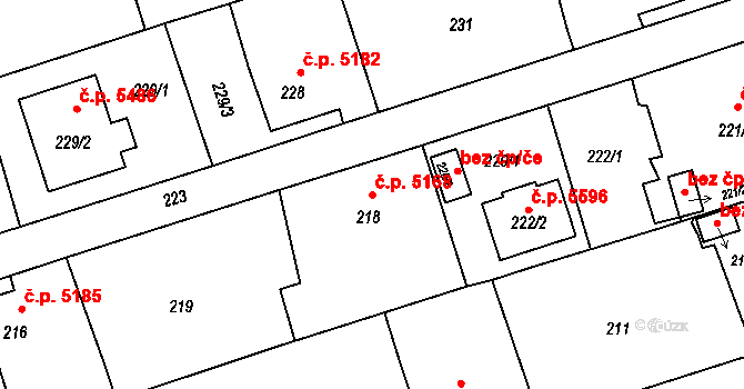 Třebovice 5168, Ostrava na parcele st. 218 v KÚ Třebovice ve Slezsku, Katastrální mapa