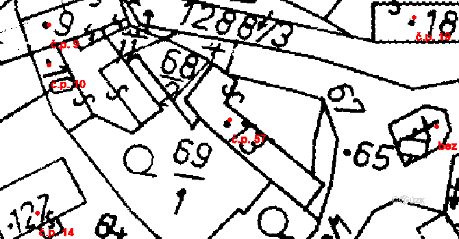 Jickovice 57 na parcele st. 13 v KÚ Jickovice, Katastrální mapa