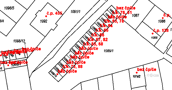 Sokolnice 67 na parcele st. 1089/9 v KÚ Sokolnice, Katastrální mapa