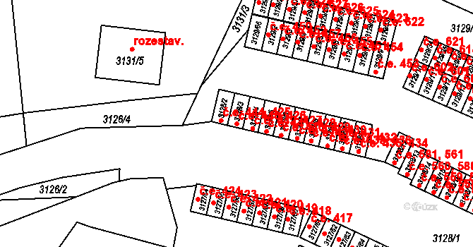 Bystřice nad Pernštejnem 426,443 na parcele st. 3128/3 v KÚ Bystřice nad Pernštejnem, Katastrální mapa