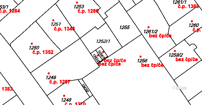 Teplice 39136825 na parcele st. 1252/3 v KÚ Teplice, Katastrální mapa
