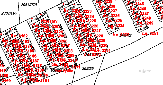 Prostřední Suchá 3213, Havířov na parcele st. 2081/68 v KÚ Prostřední Suchá, Katastrální mapa