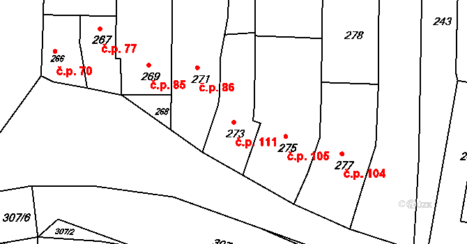 Marefy 111, Bučovice na parcele st. 273 v KÚ Marefy, Katastrální mapa