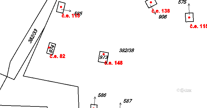 Přerov II-Předmostí 148, Přerov na parcele st. 973 v KÚ Předmostí, Katastrální mapa