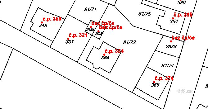 Lobeček 354, Kralupy nad Vltavou na parcele st. 364 v KÚ Lobeček, Katastrální mapa