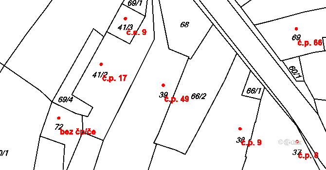 Černíkov 49 na parcele st. 39 v KÚ Černíkov, Katastrální mapa