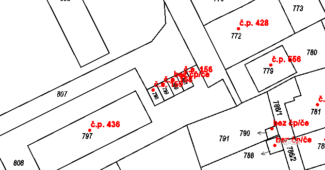 Rájec 158, Rájec-Jestřebí na parcele st. 799 v KÚ Rájec nad Svitavou, Katastrální mapa
