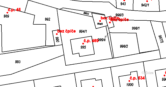 Velké Opatovice 469 na parcele st. 995 v KÚ Velké Opatovice, Katastrální mapa