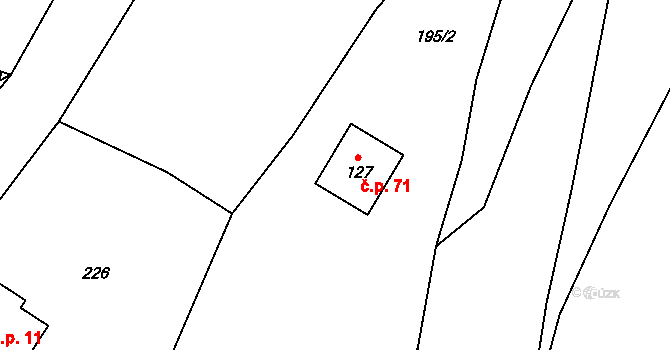 Bukovice 71, Písařov na parcele st. 127 v KÚ Bukovice u Písařova, Katastrální mapa
