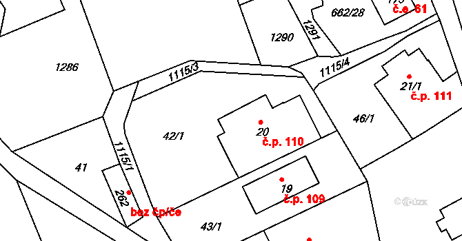 Arnoltice 110 na parcele st. 20 v KÚ Arnoltice, Katastrální mapa