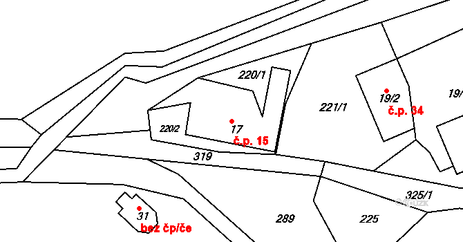 Lidmaňka 15, Lidmaň na parcele st. 17 v KÚ Lidmaňka, Katastrální mapa